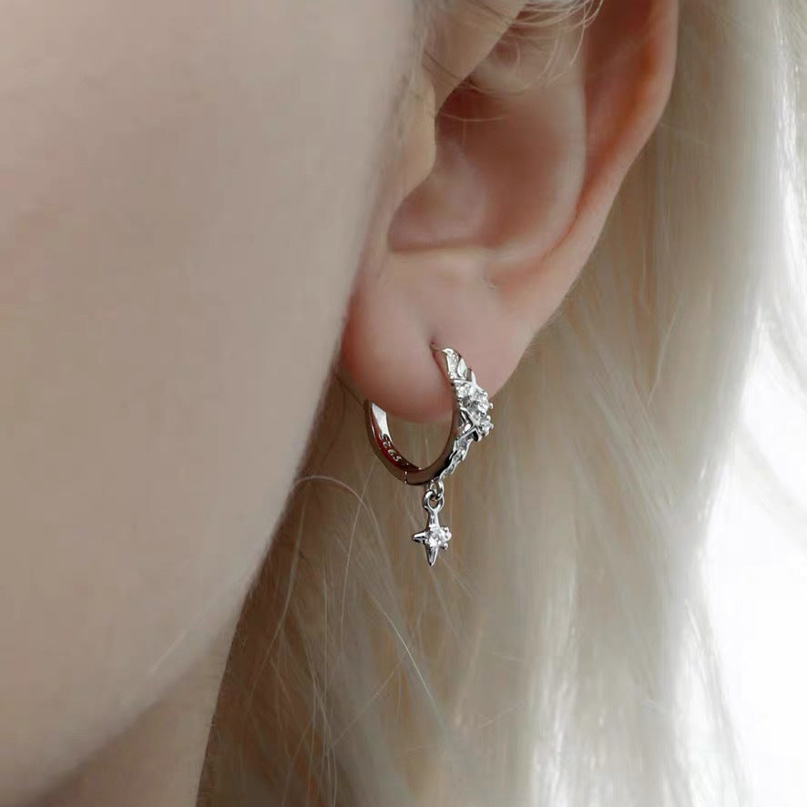 Geometric Star Drop Hoop Earrings
