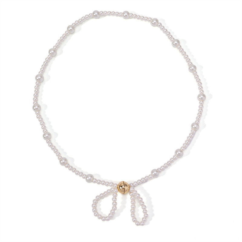 Glass Bead Bow Necklace