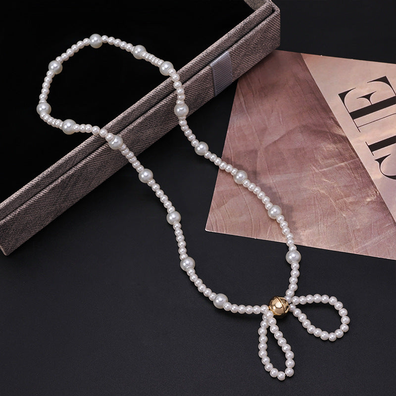 Glass Bead Bow Necklace