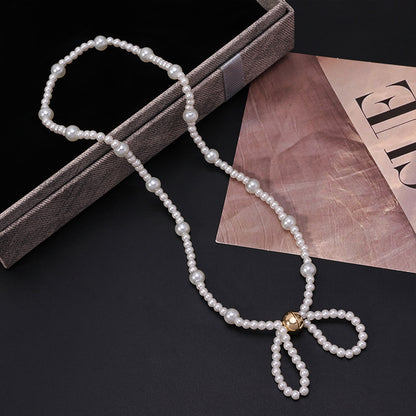 Glass Bead Bow Necklace