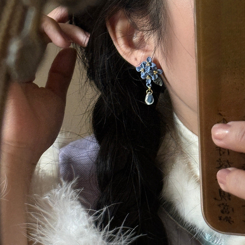 Blue Orchid Drop Earrings