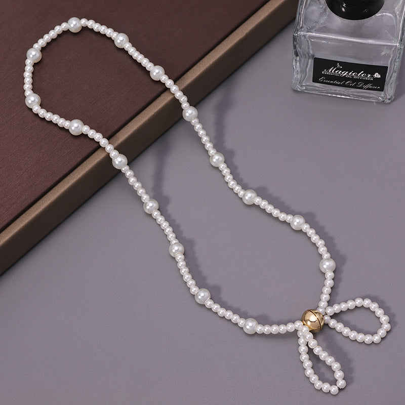 Glass Bead Bow Necklace