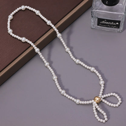 Glass Bead Bow Necklace