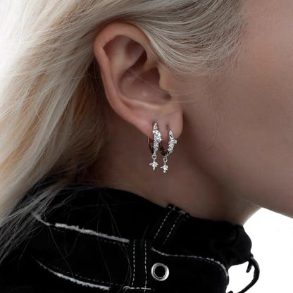 Geometric Star Drop Hoop Earrings