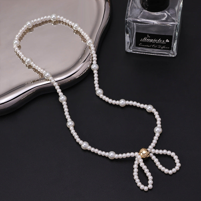 Glass Bead Bow Necklace
