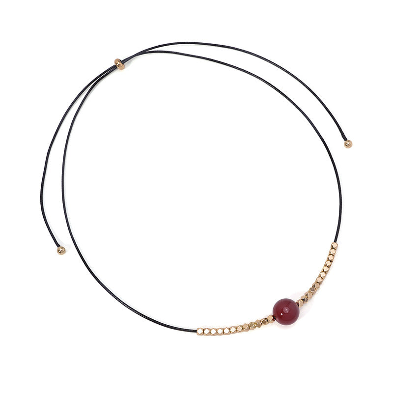 Red Bead Cord Necklace