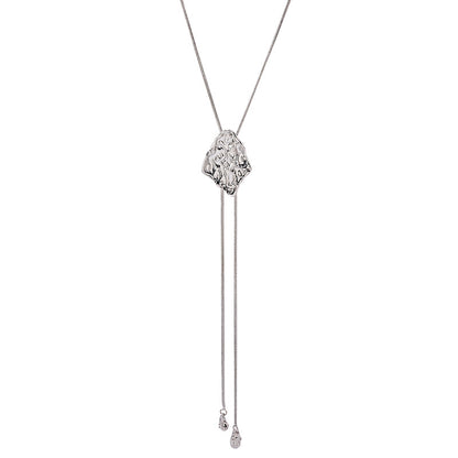 Textured Pendant Long Chain Necklace