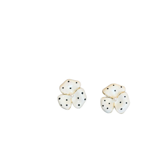 Polka Dot Floral Stud Earrings