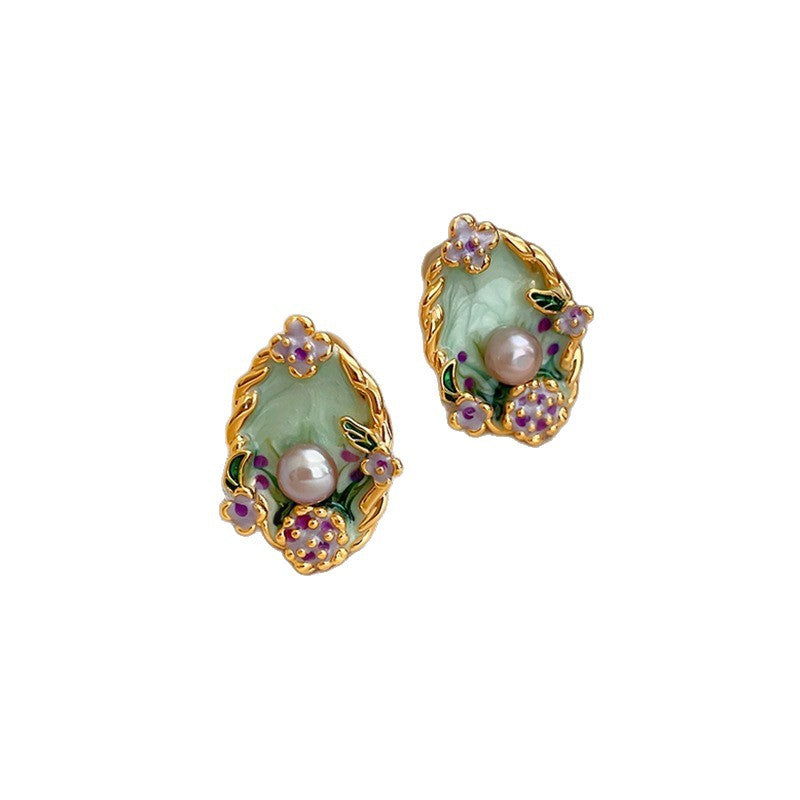 Floral Pearl Accent Stud Earrings
