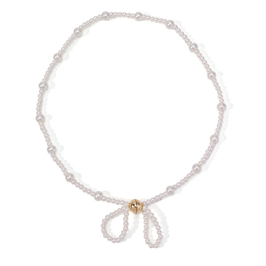 Glass Bead Bow Necklace